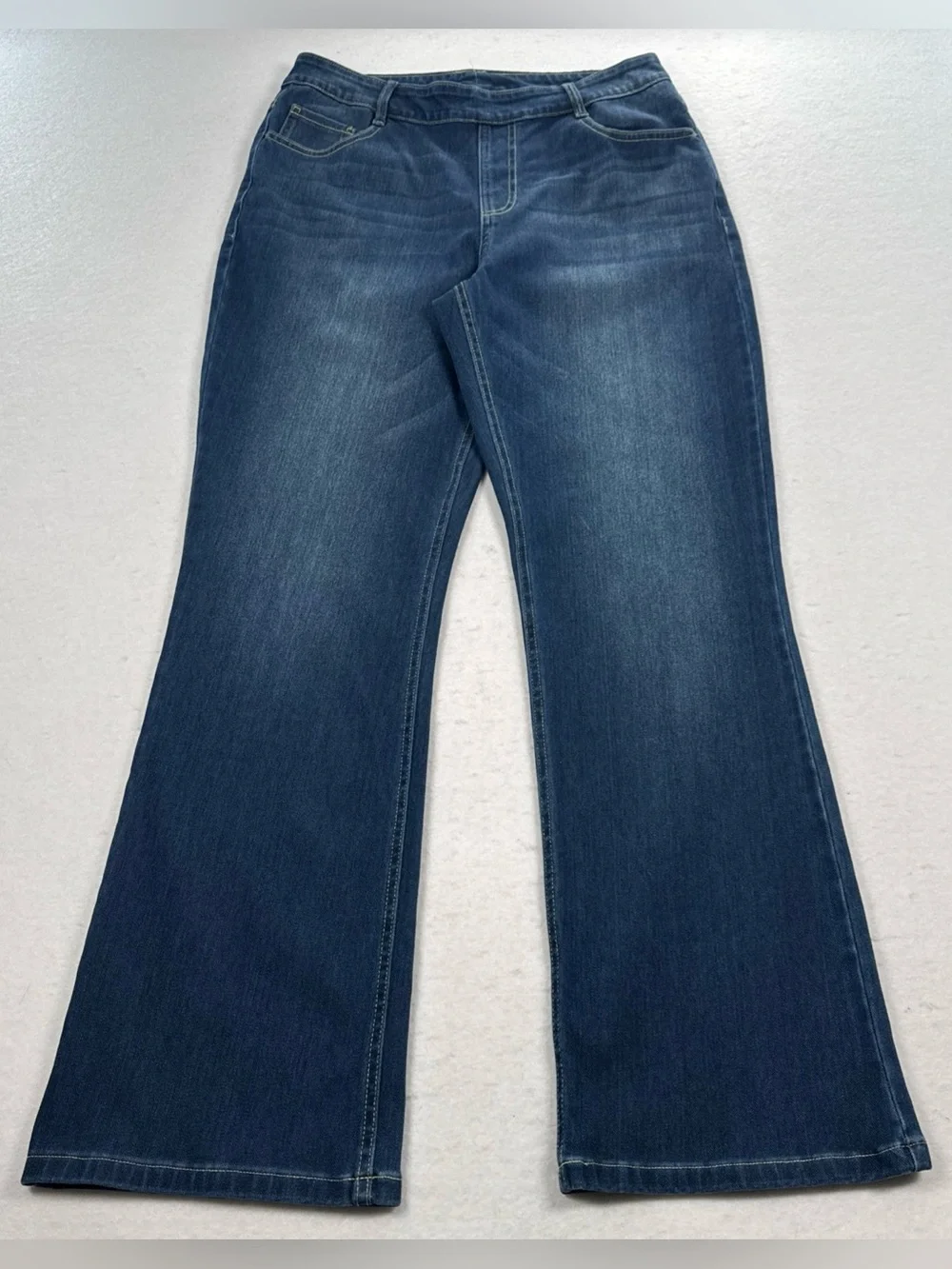 Halara Flex Pull-On Jeans Women's Large Straight Leg Stretch Elastic Pockets